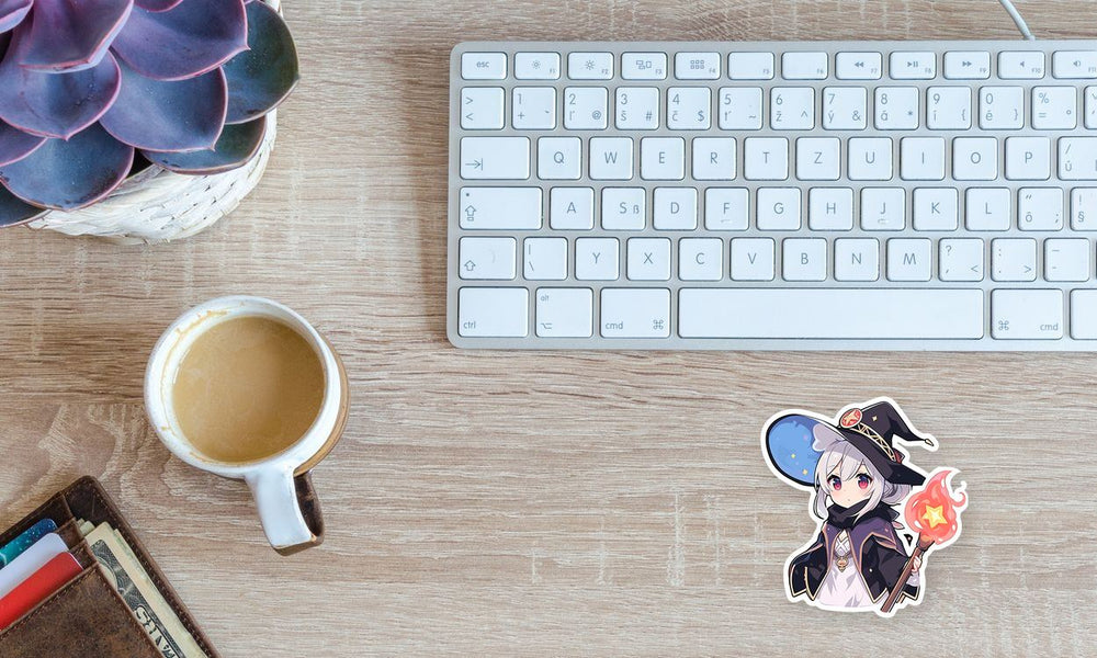 Anime Girl in Magical Hat with Torch Sticker