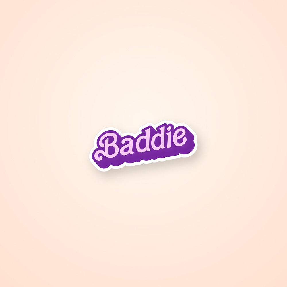 Baddie Logo Purple Text Sticker
