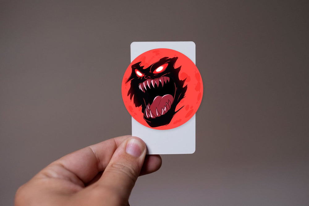Halloween Red Monster Moon Sticker