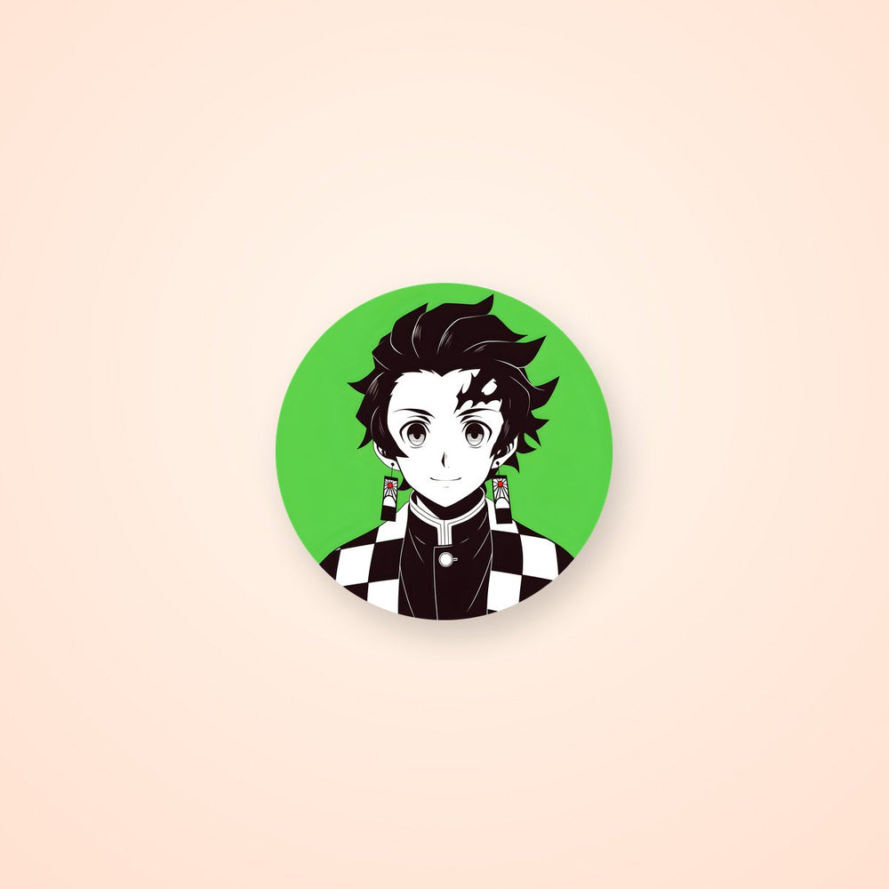 Tanjiro Kamado Green Round Sticker