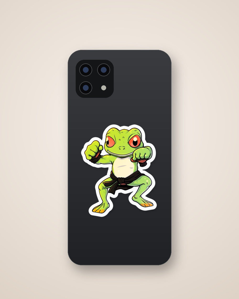 Green Karate Frog Sticker