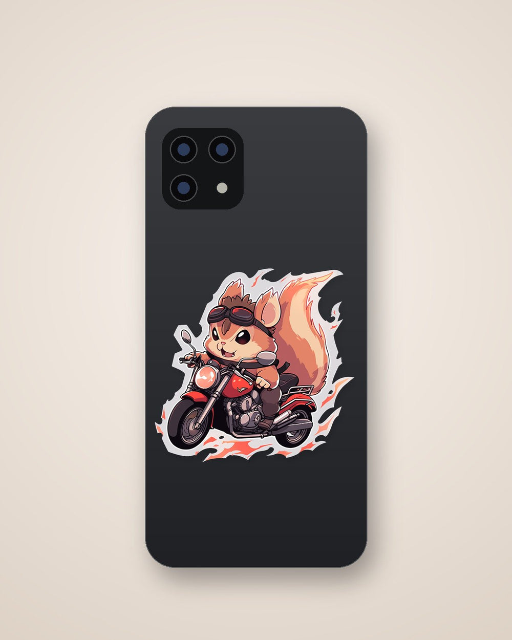 Stylish Squirrel on Motorcycle Art Sticker