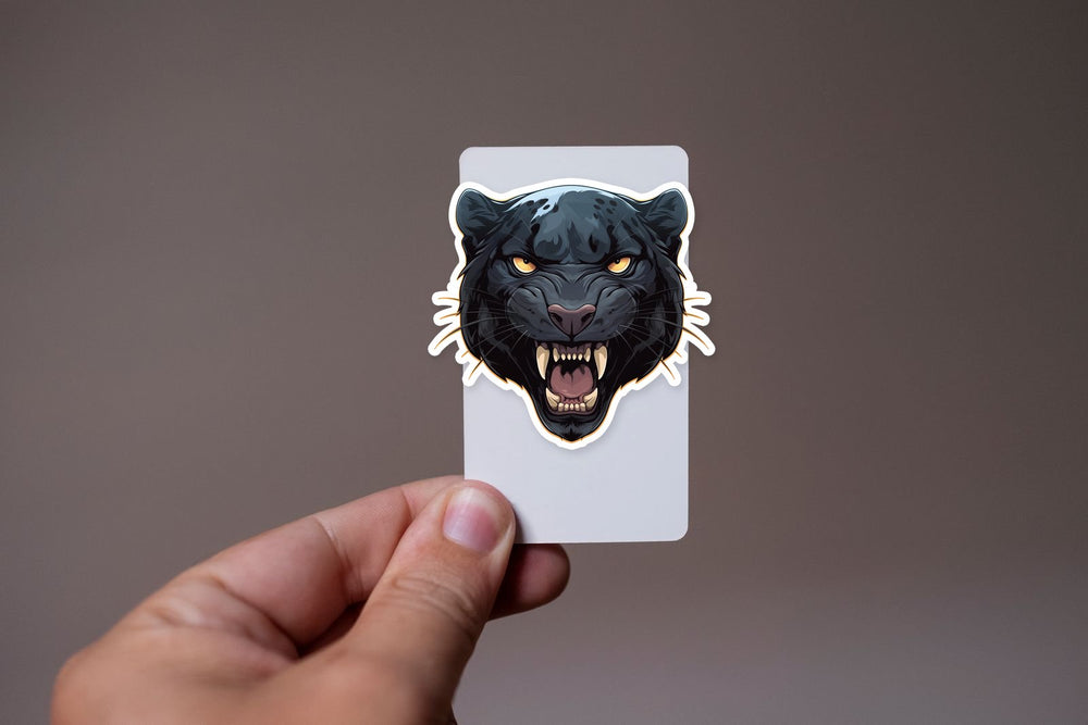Fierce Black Panther Head Traditional Sticker