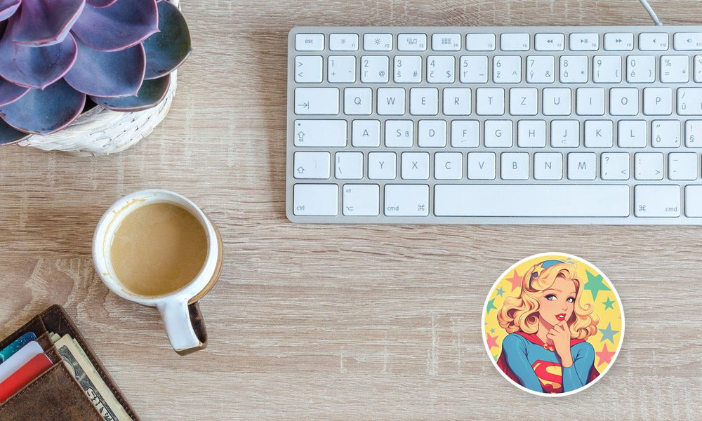 Retro Supergirl Pinup Sticker