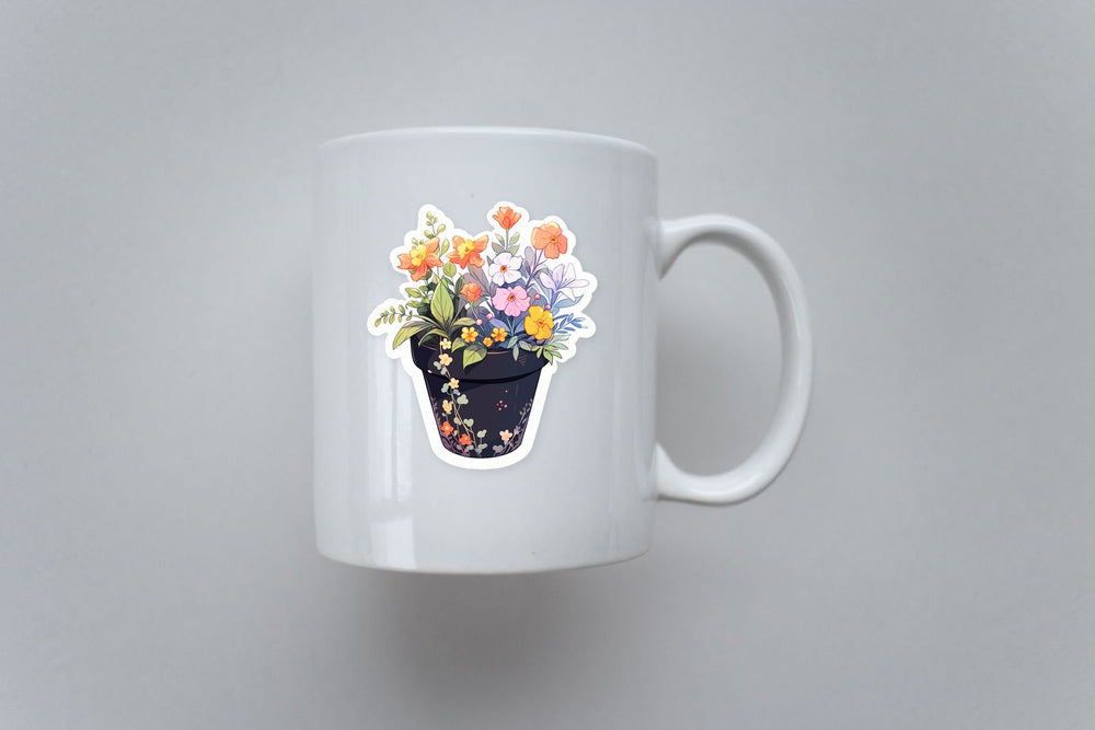 Beautiful Flowerpot with Flowers Sticker