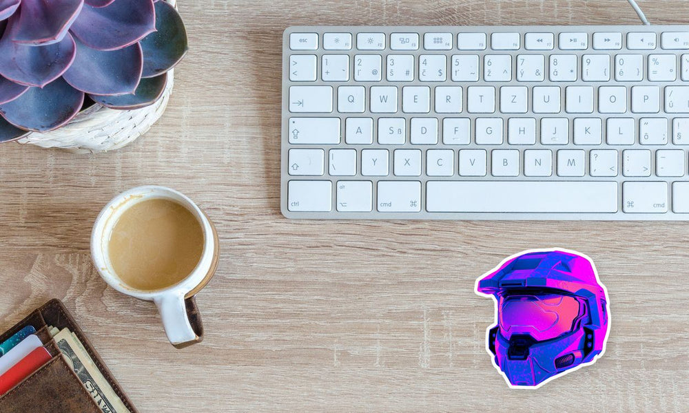 Cyberpunk Master Chief Helmet Neon Sticker