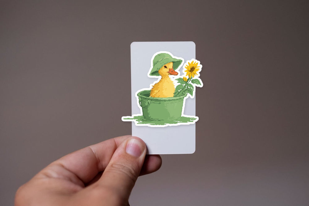Cute Duckling Bucket Hat Sunflower Aesthetic Sticker