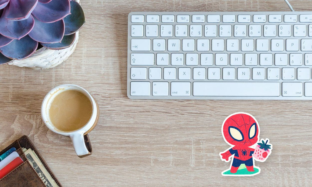 Kawaii Spider Man Strawberry Cup Sticker