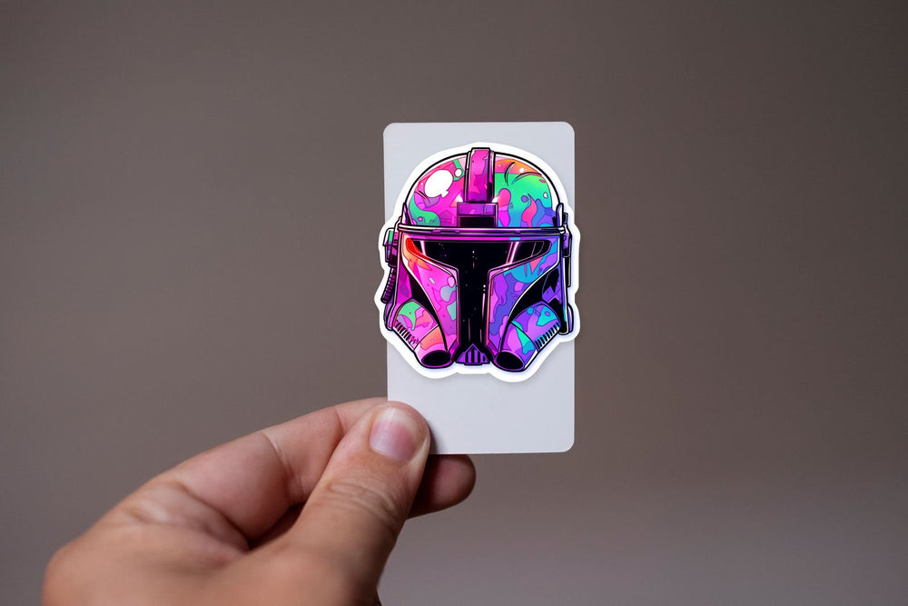 Colorful Mandalorian Helmet Sticker