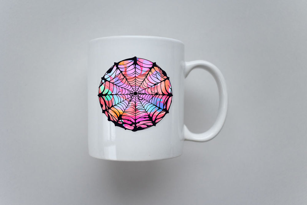 Halloween Colorful Spider Web Round Sticker