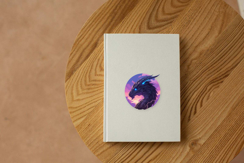Fantasy Purple Dragon Round Sticker
