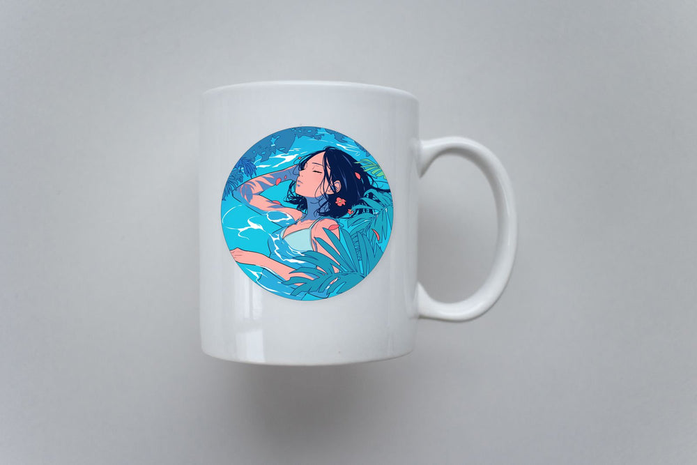 Anime Girl Swimming Pool Aesthetic Sticker