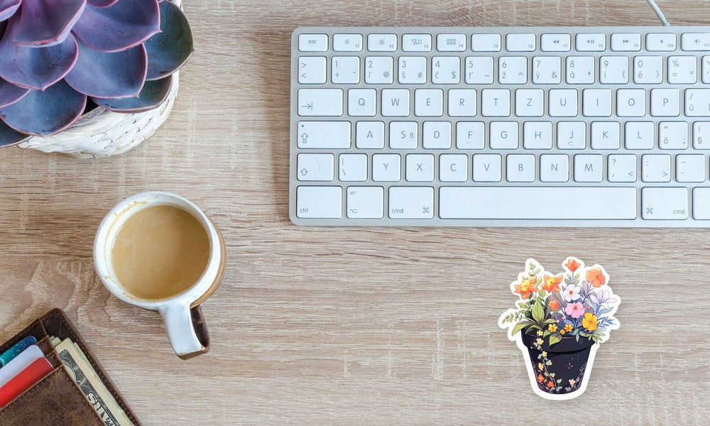 Beautiful Flowerpot with Flowers Sticker