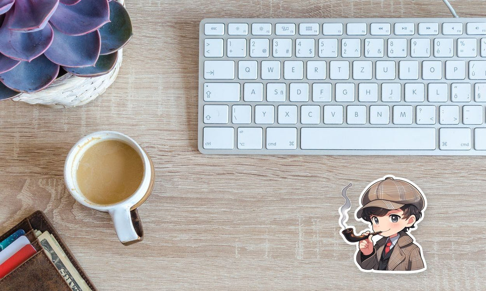 Child Sherlock Holmes with Pipe Sticker