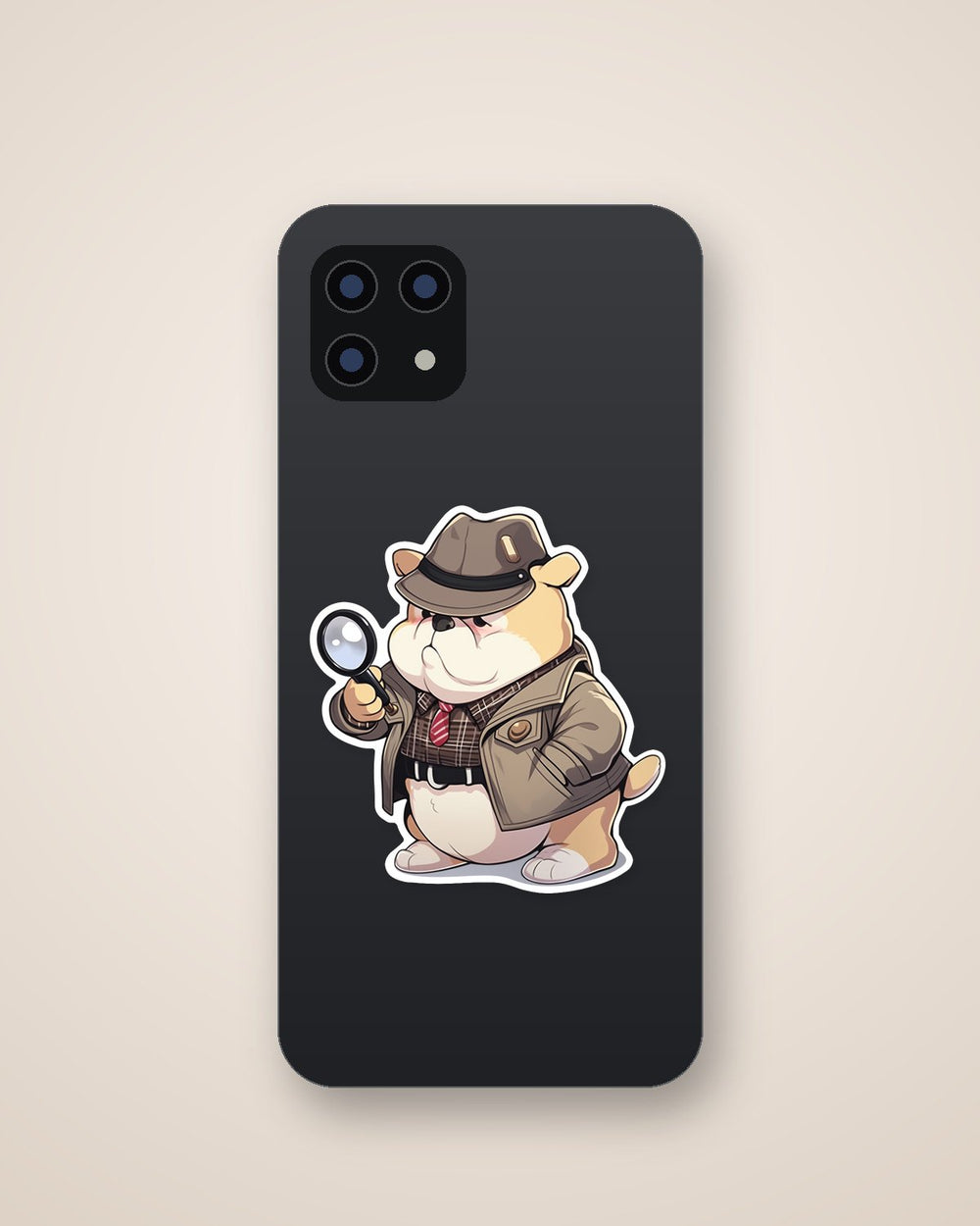 Serious Detective Dog with Magnifying Glass Sticker