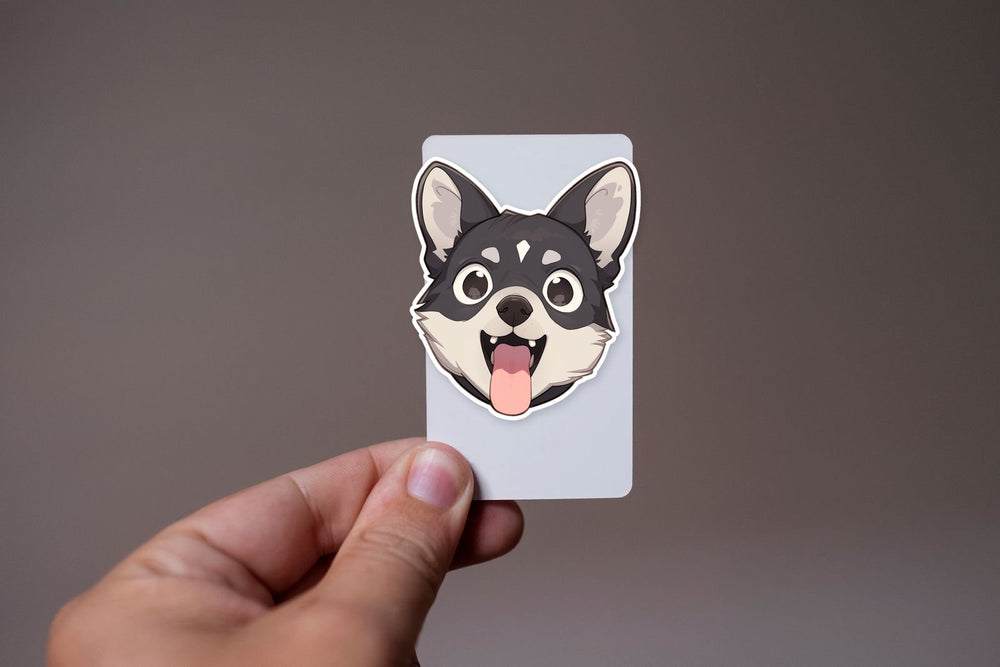 Cute Grey Puppy with Fluent Tongue Sticker