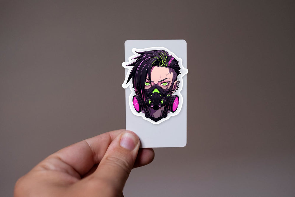 Cyberpunk Girl in Toxic Gas Mask Sticker