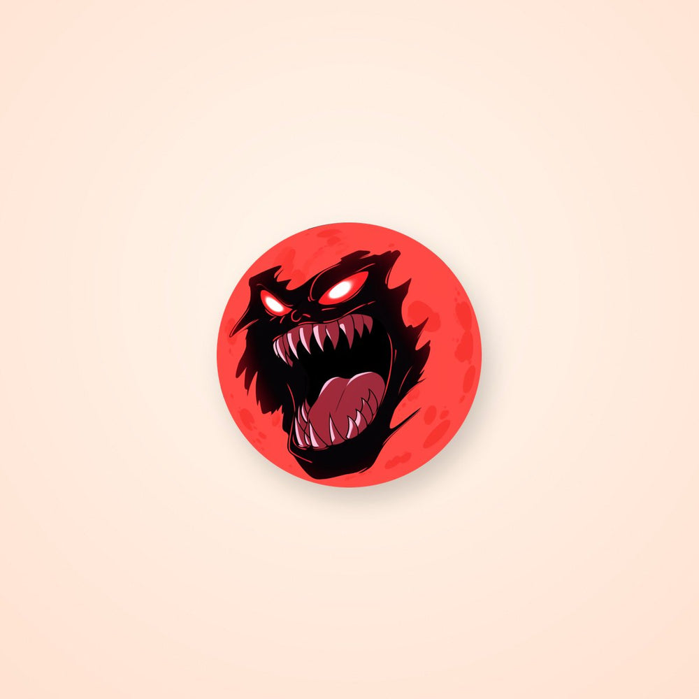 Halloween Red Monster Moon Sticker