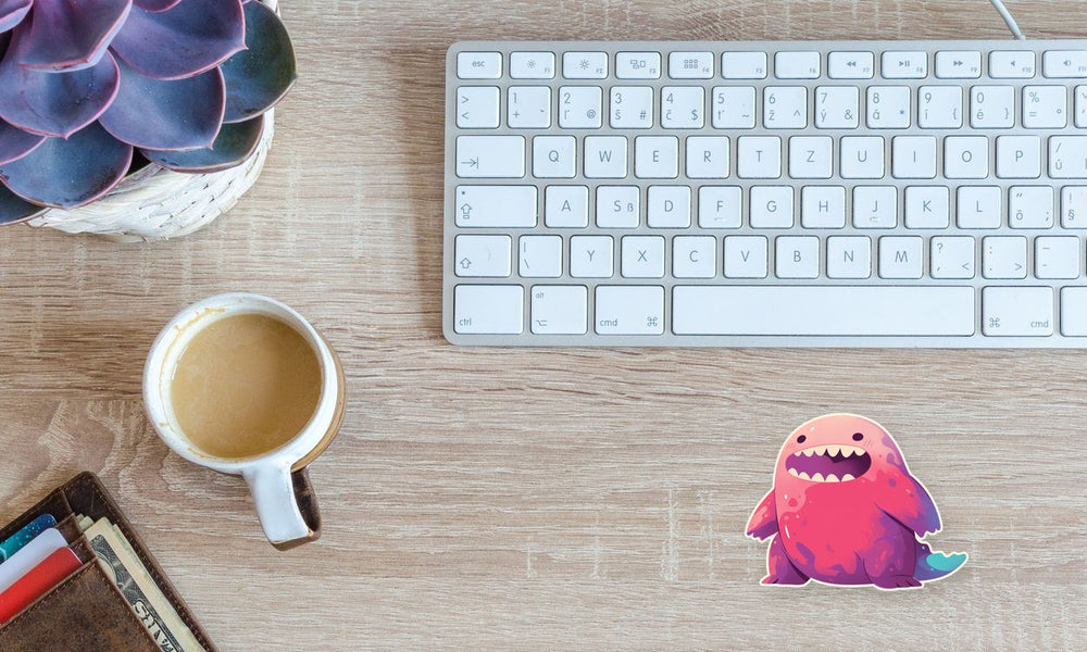 Happy Pink Monster Smile Sticker