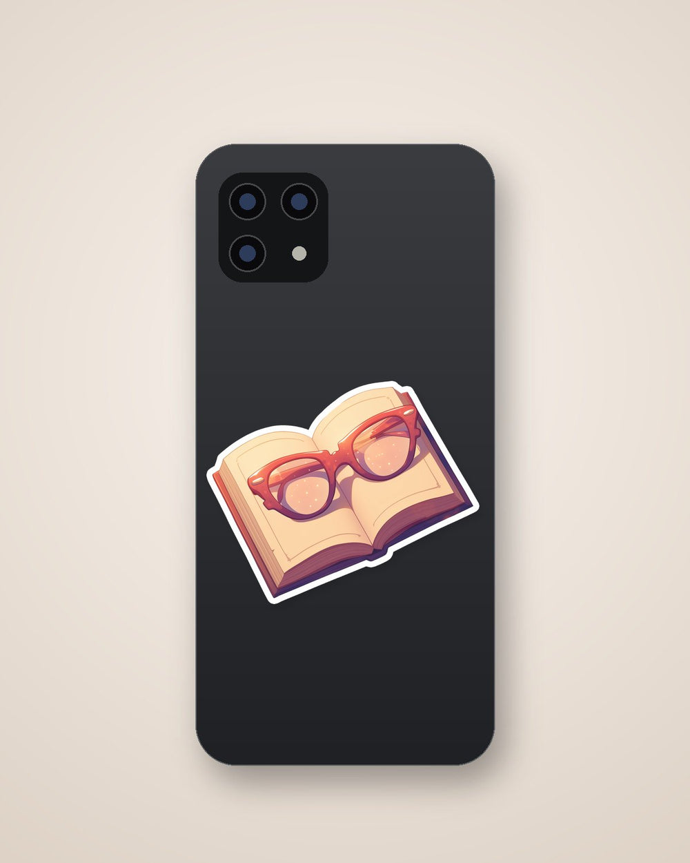 Aesthetic Open Book with Glasses Sticker