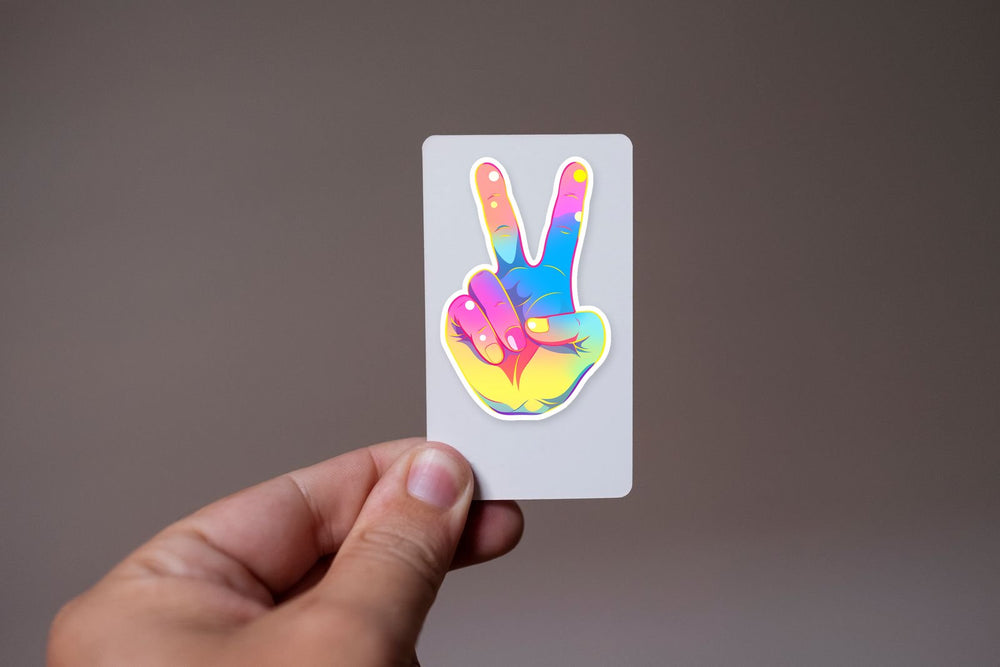 Rainbow Hand Peace Sticker