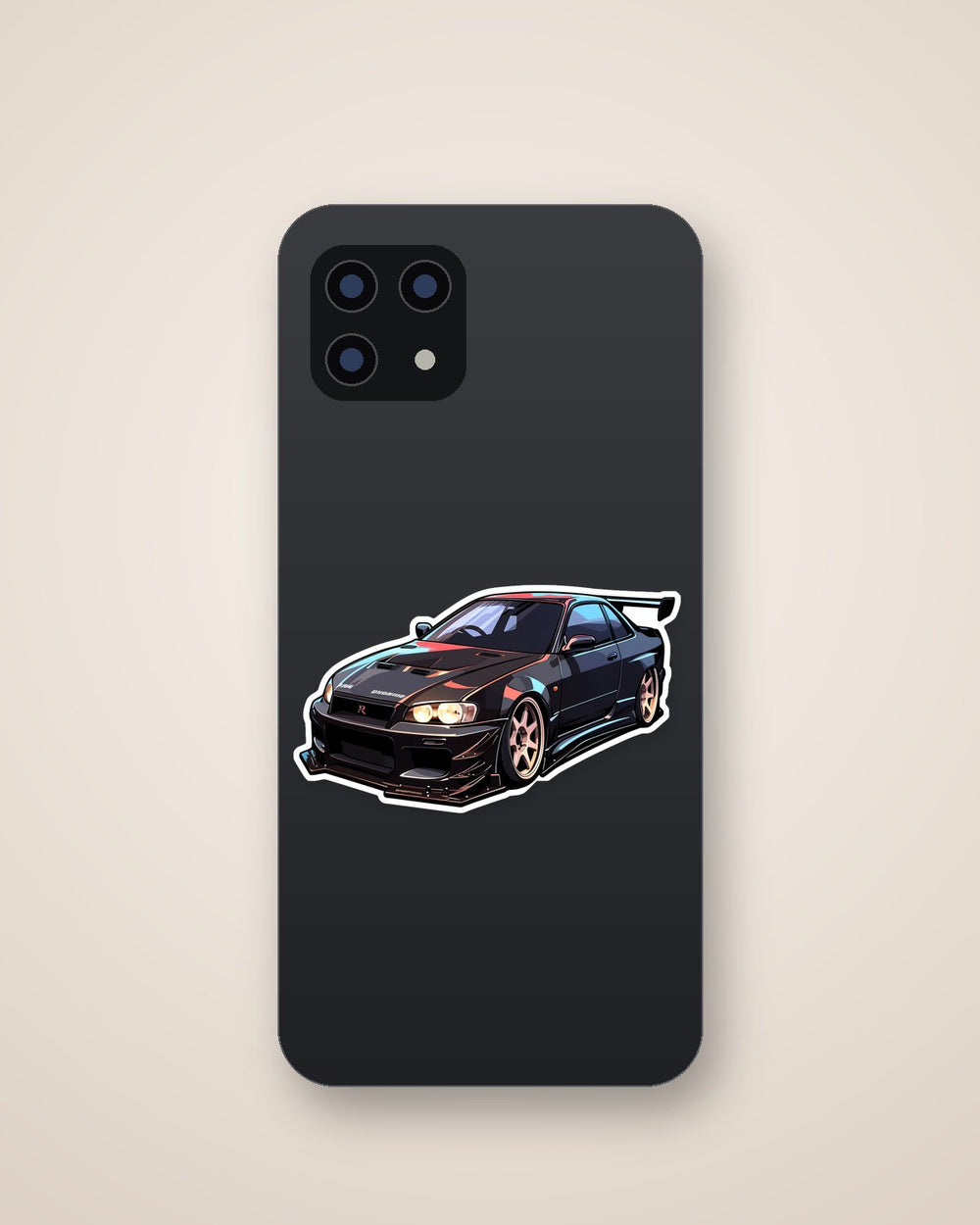 Black Nissan Skyline Art Sticker