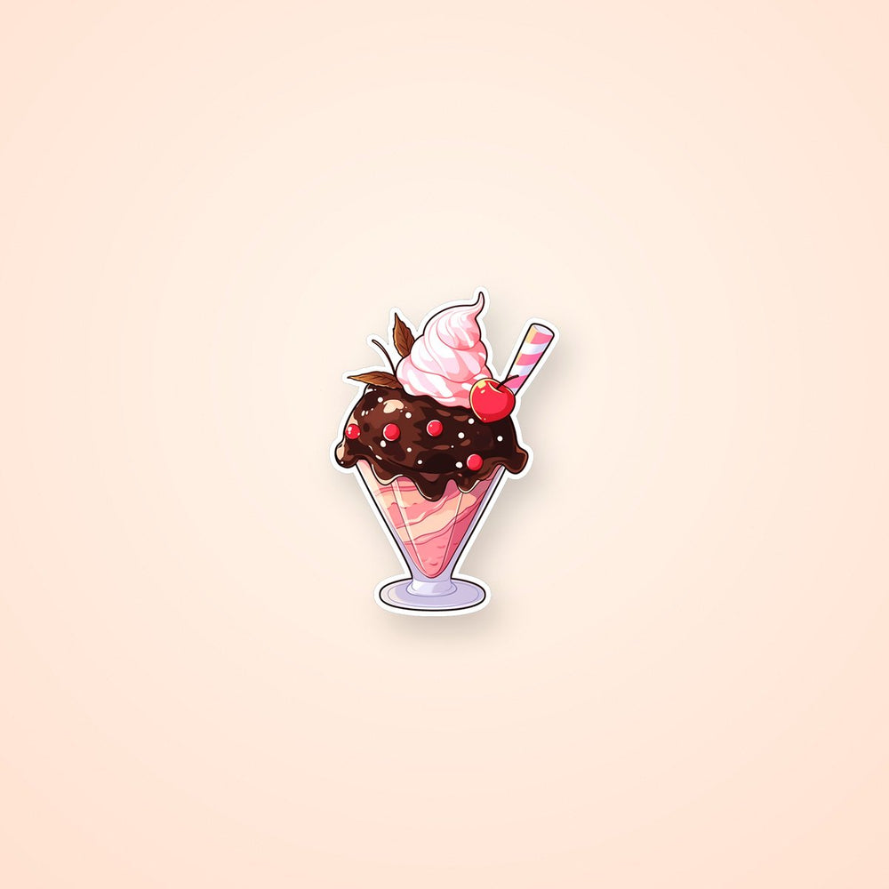 Ice Cream with Cherry & Chocolate Sticker