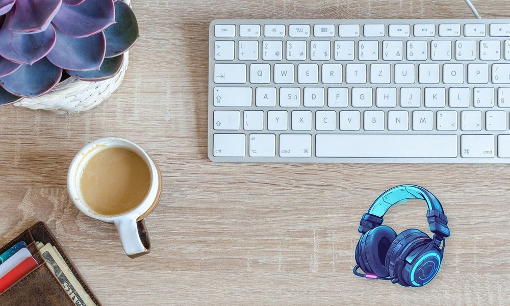 Neon Gaming Headset Futuristic Blue Clipart Sticker