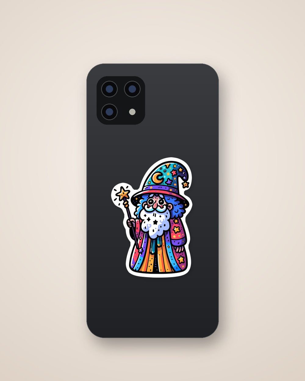 Colorful Wizard with Magic Wand Sticker