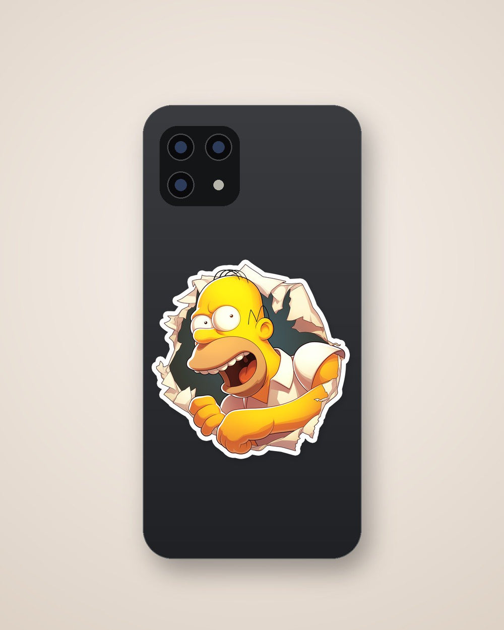 Homer Simpson Breaking Wall Funny Cartoon Sticker
