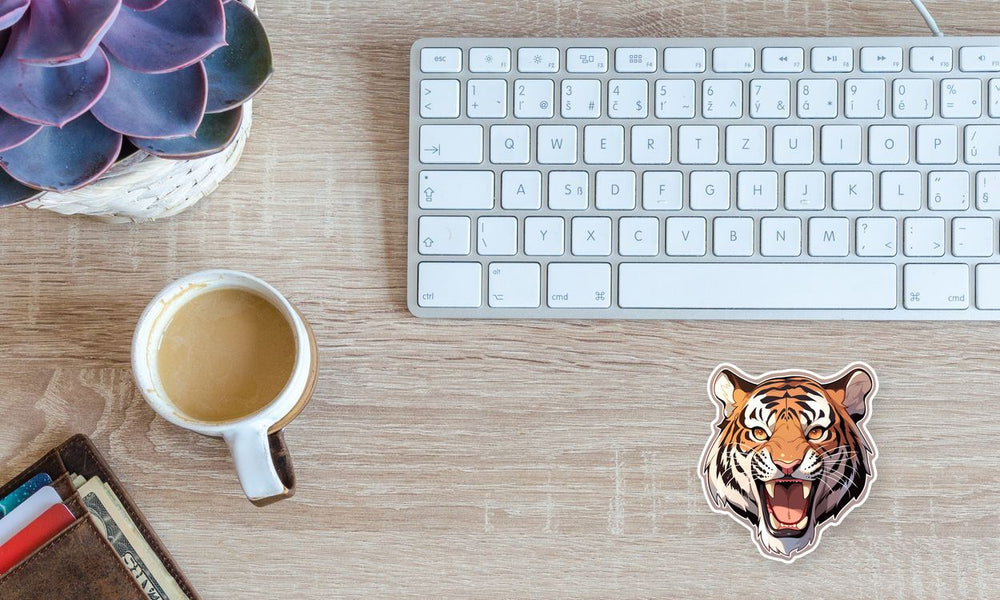 Aggressive Tiger with Open Mouth Sticker