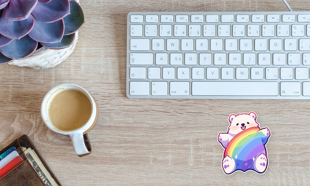 Cute Rainbow Bear Art Sticker