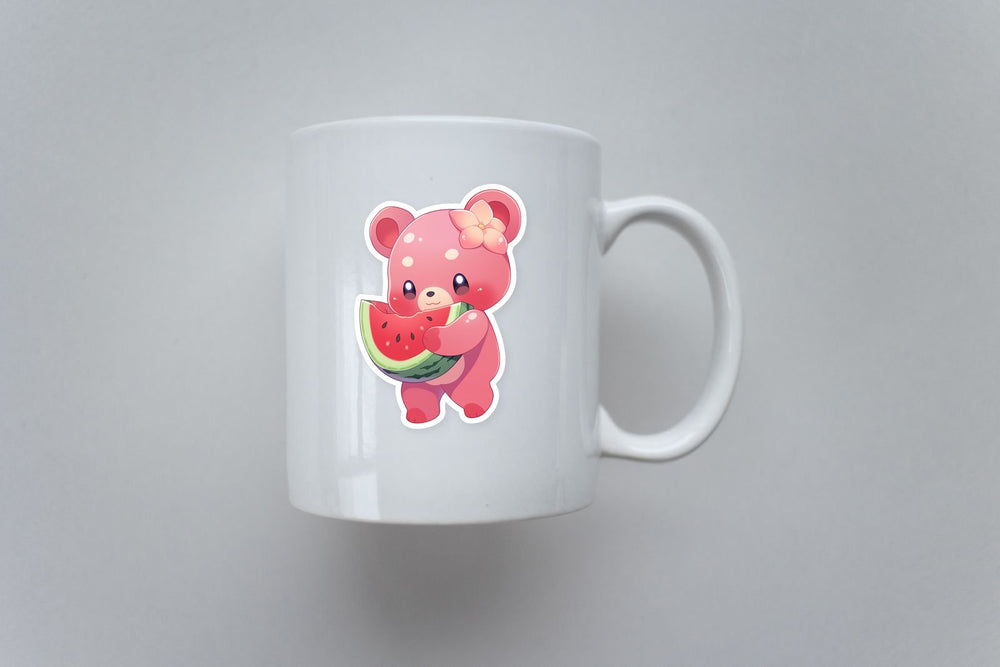 Pink Bear with Watermelon Sticker