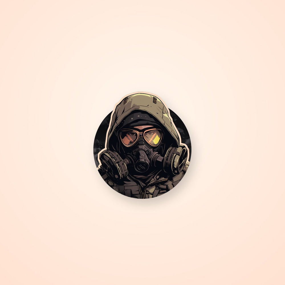 Man in Biohazard Gas Mask Sticker