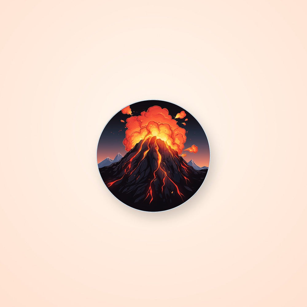 Volcano Eruption Round Sticker