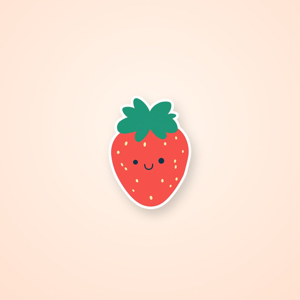Kawaii Smiling Strawberry Sticker