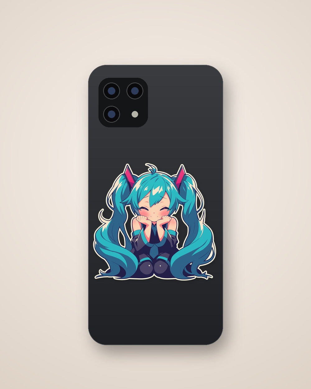 Hatsune Miku Chibi Happy Sit Clipart Sticker