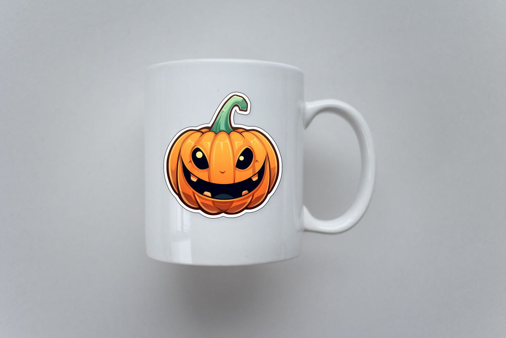 Funny Smiling Halloween Pumpkin Sticker