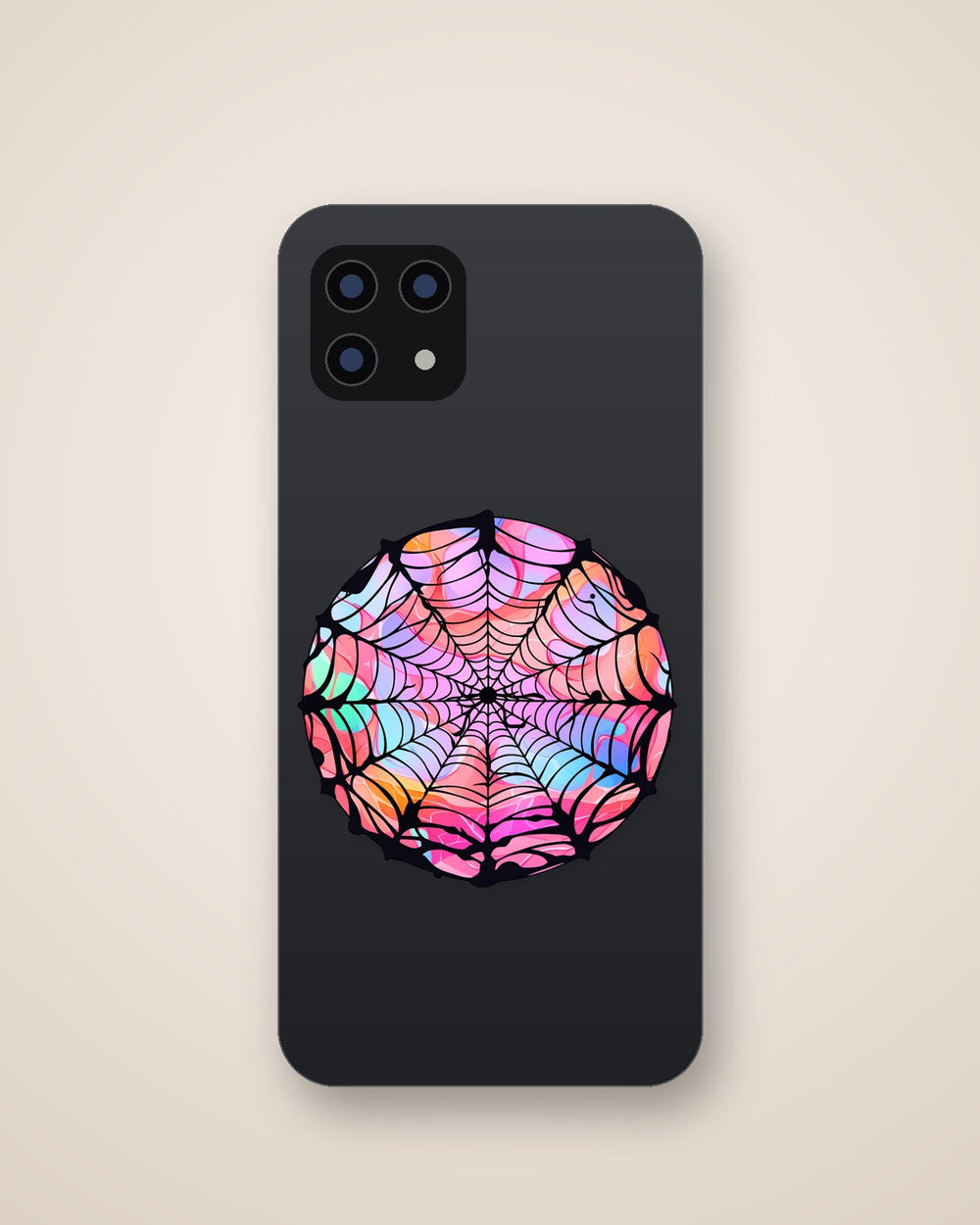Halloween Colorful Spider Web Round Sticker