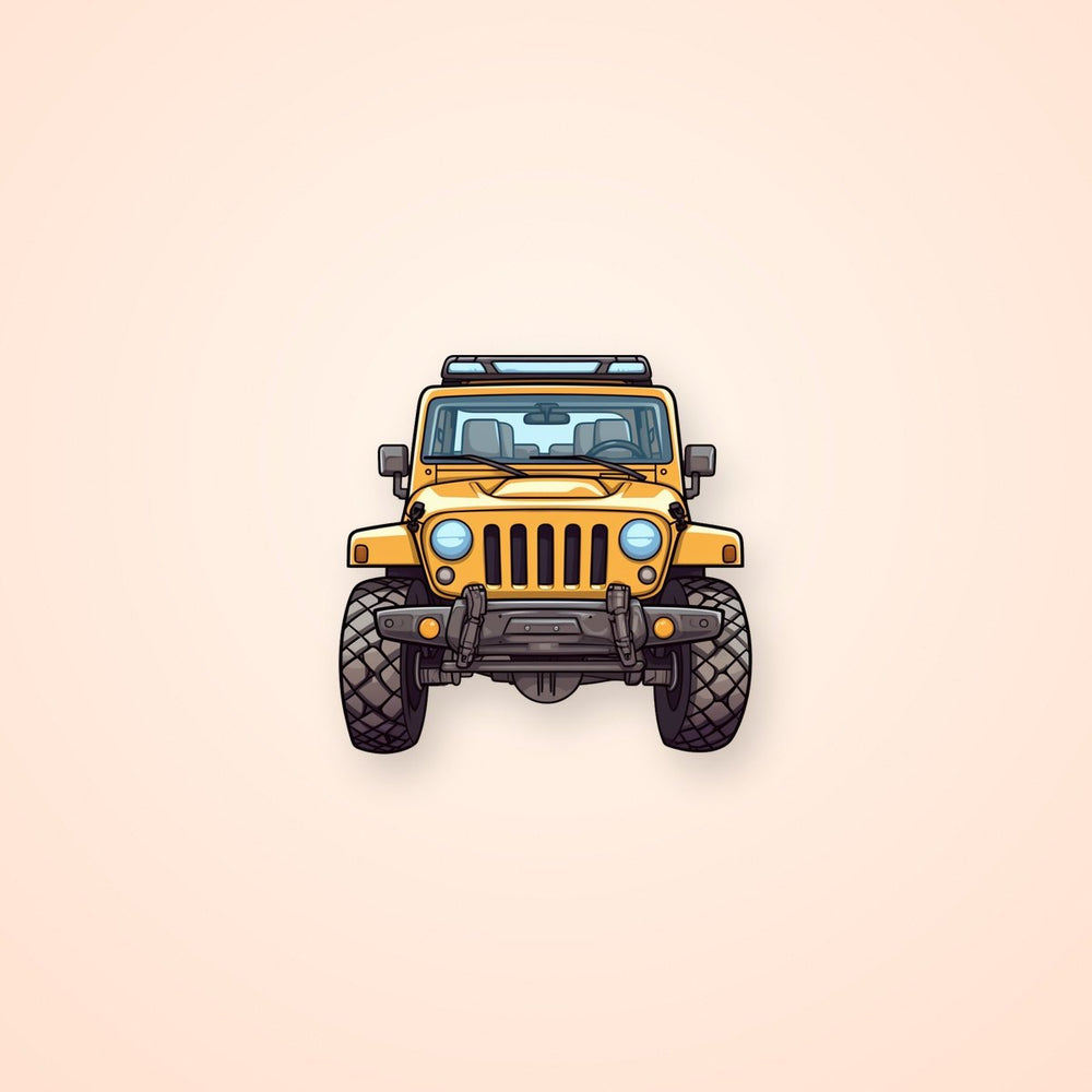 Orange Jeep Wrangler Front View Sticker