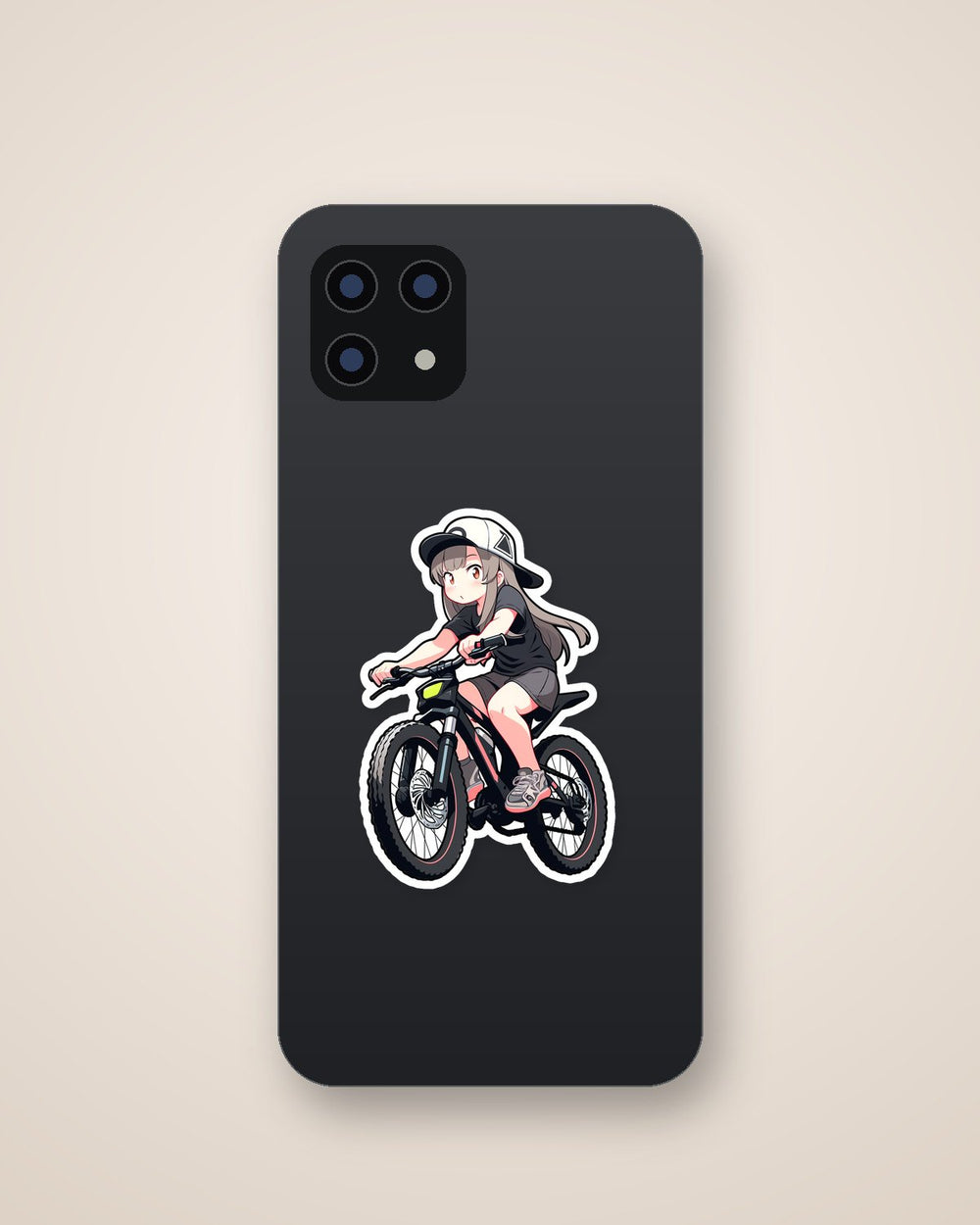 Cute Anime Girl on Mountain Bike Sticker