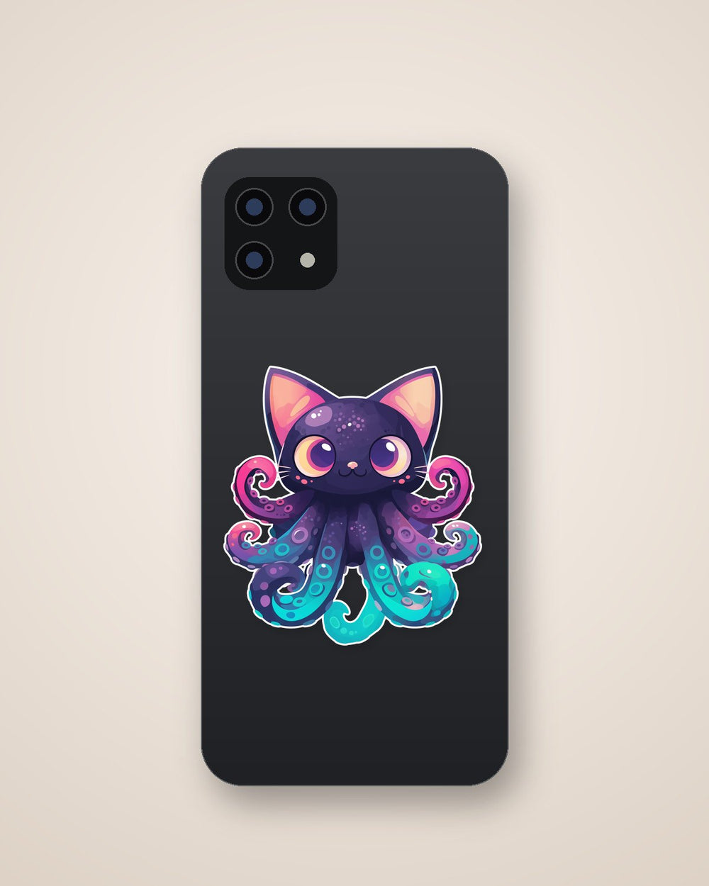 Black Cat Octopus Funny Sticker
