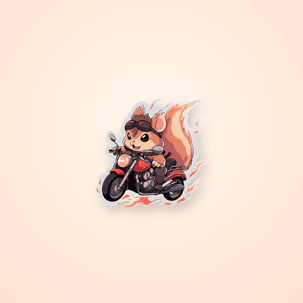 Stylish Squirrel on Motorcycle Art Sticker