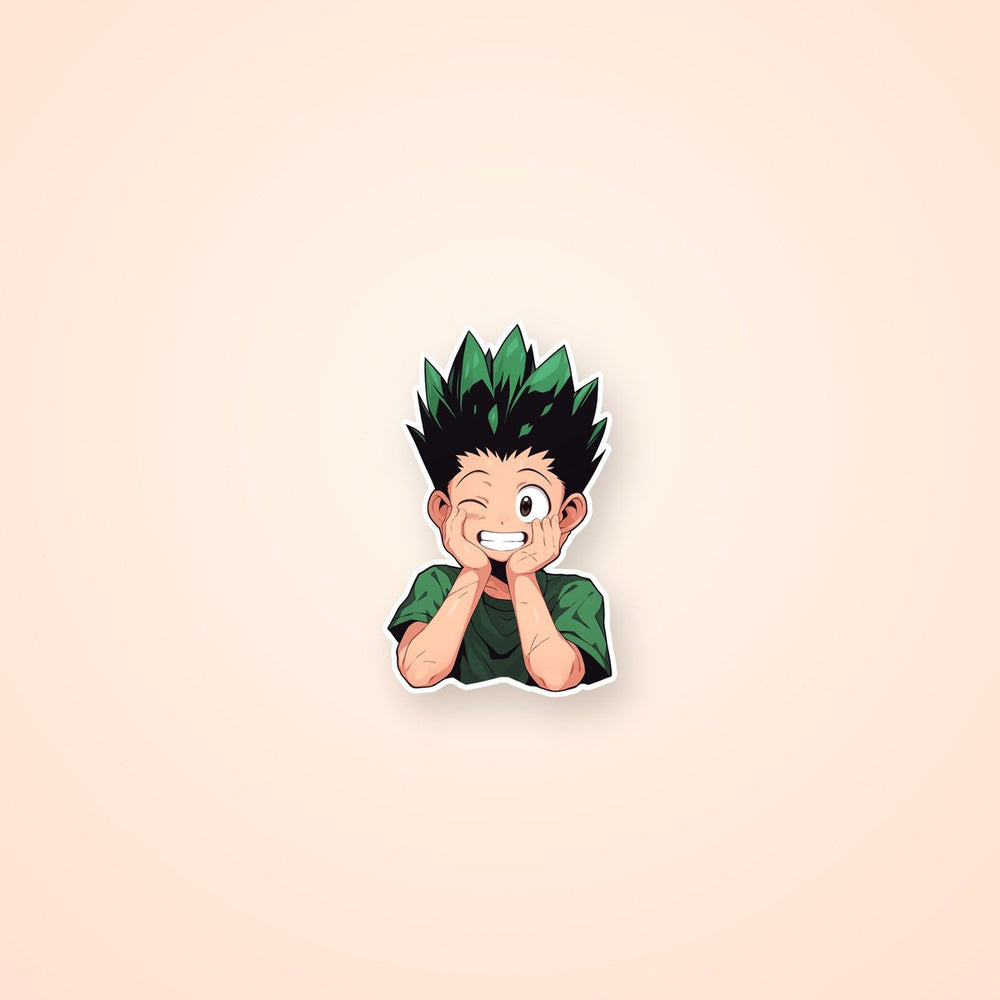 Smiling Gon Freecss Holding Head with Hands Sticker