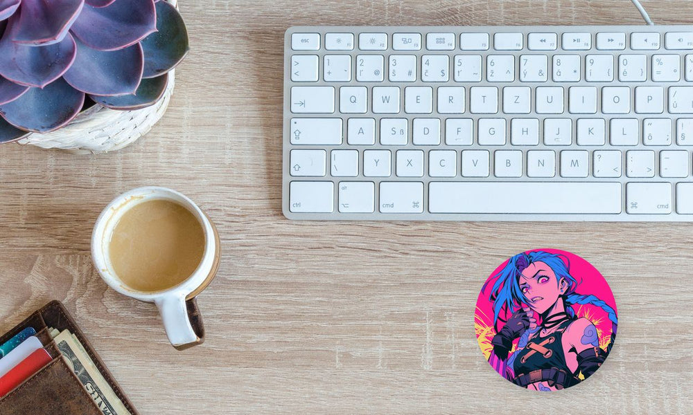 League of Legends Jinx Pink Eyes and Blue Hair Sticker