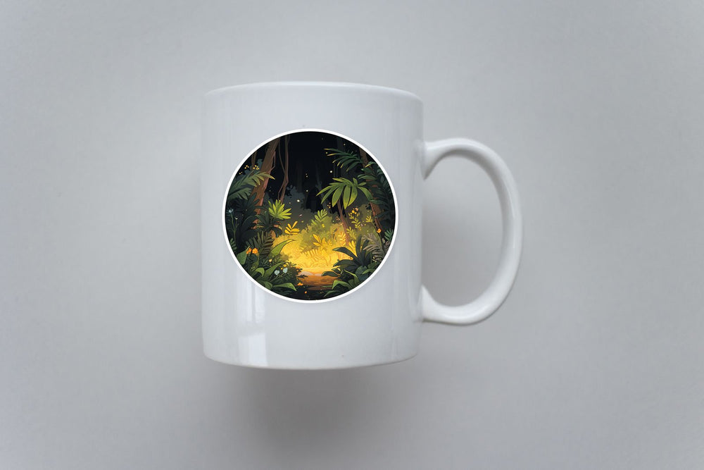 Night Tropical Jungle Round Sticker