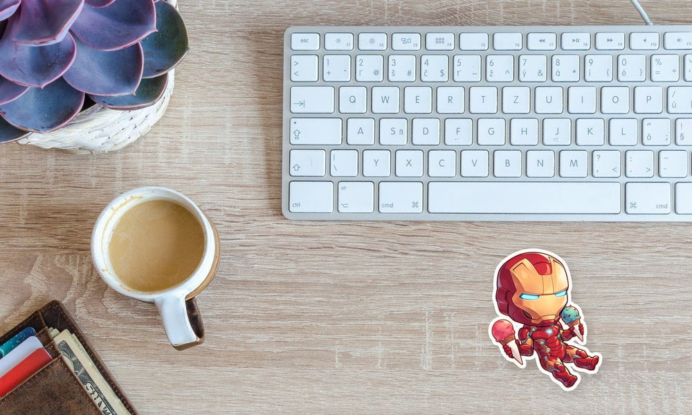 Chibi Iron Man Ice Cream Sticker