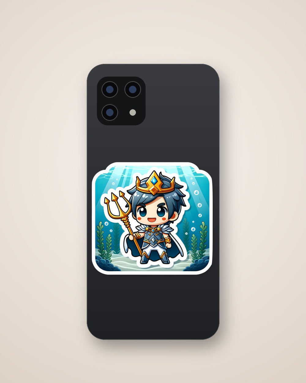 Chibi King of Atlantis Trident Sticker