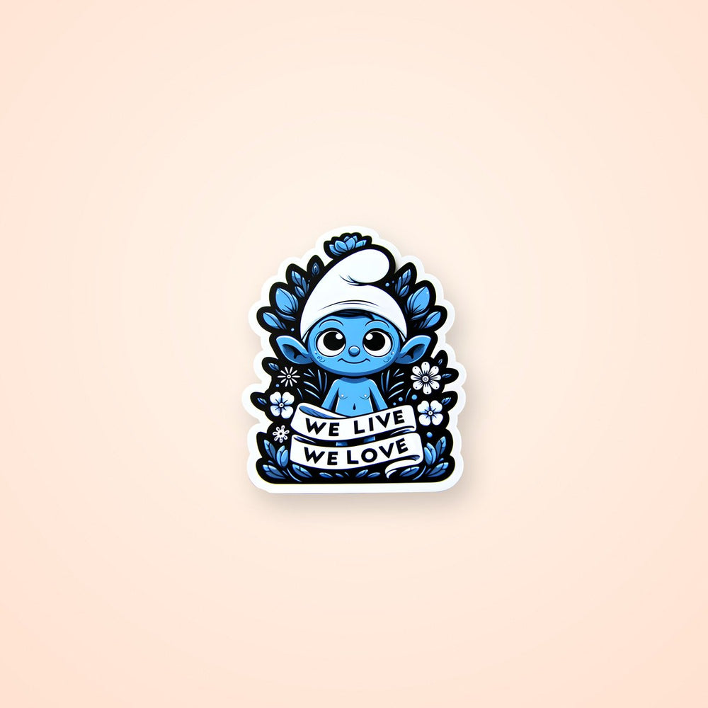 Smurf Cat We Live, We Love Meme Sticker