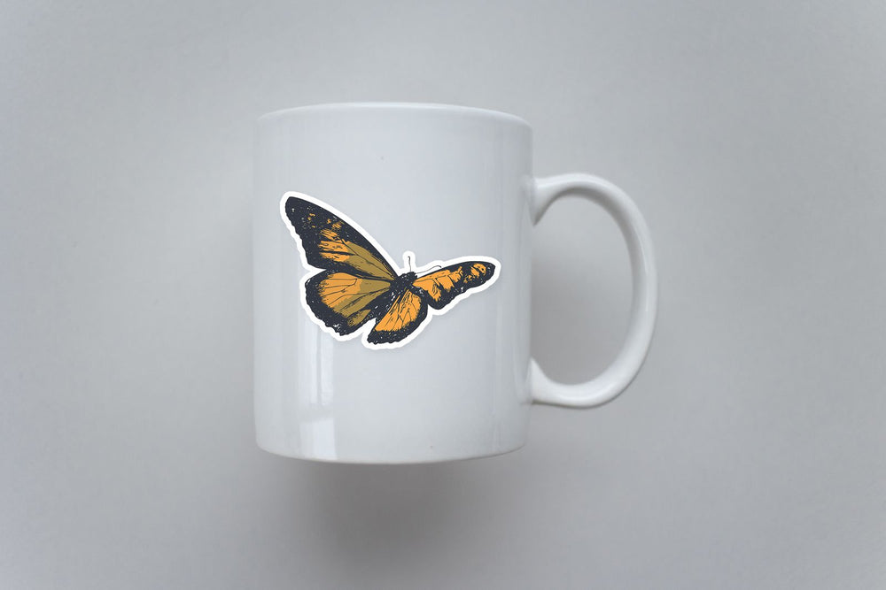 Vintage Monarch Butterfly Grunge Art Sticker